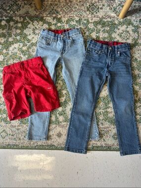 Levi's Kids 3-Pack: Light Blue Jeans, Dark Blue Jeans & Red Shorts